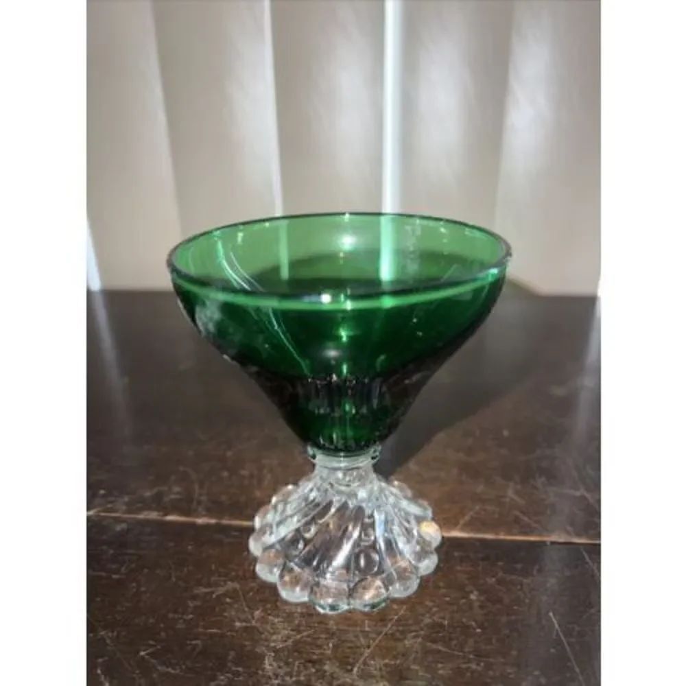Anchor Hocking Burple **SET OF 2**  Champagne Sherbets Cups Green EXCELLENT
